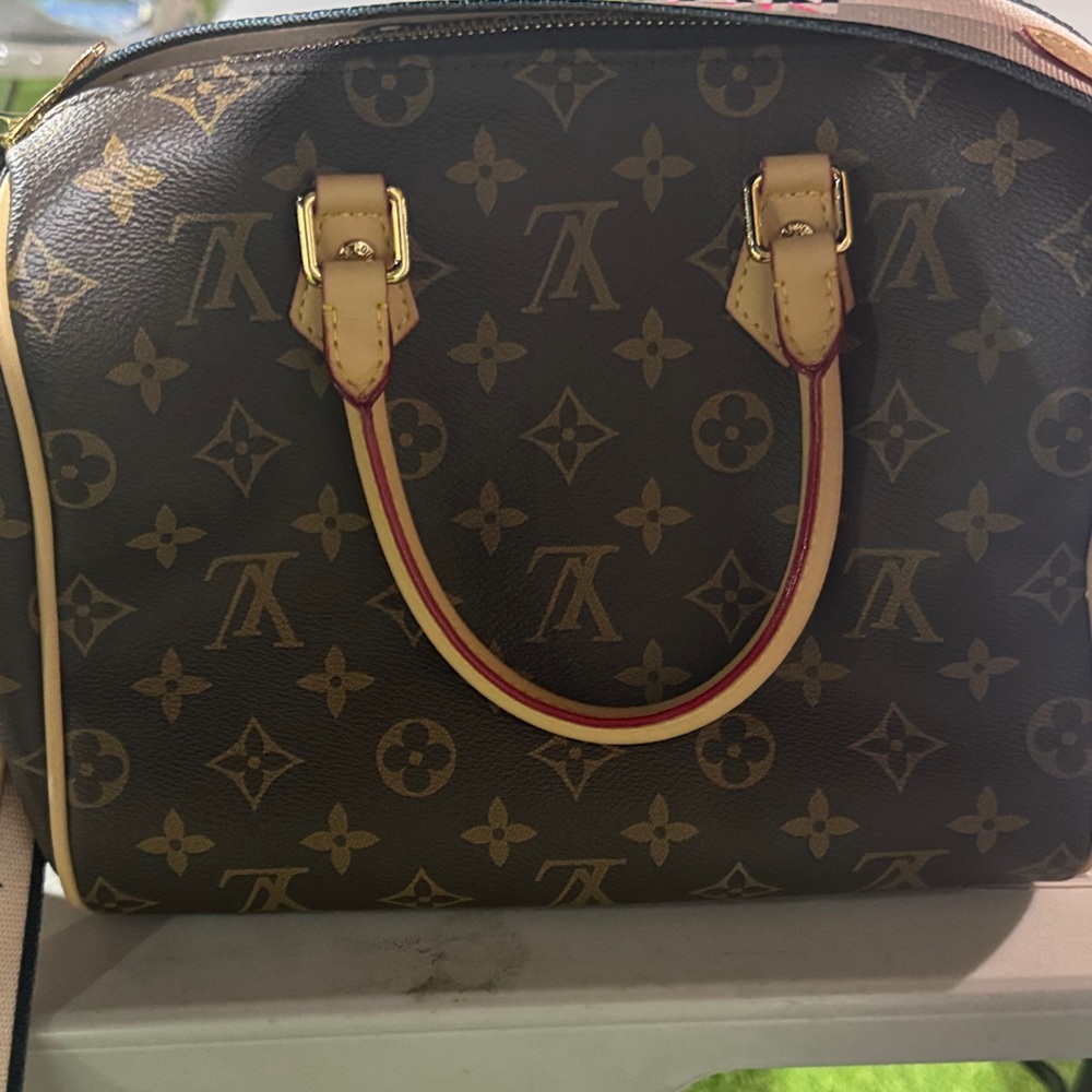 Louis Vuitton Monogram Crossbody Bag with Cream Accents